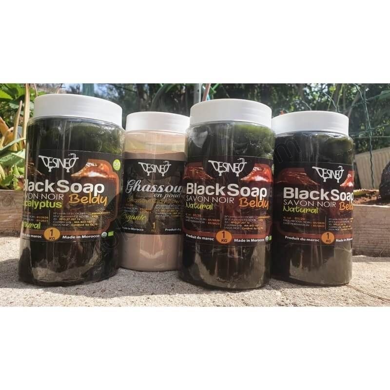 Boutique en ligne Savon noir 100% naturel à l'eucalyptus BIO 1kg beldi soin du corps format - -1