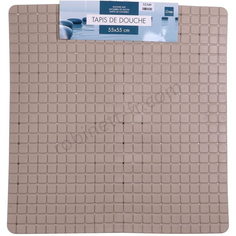 Pas cher Tapis de douche anti-dérapant Mosaic - L. 50 x l. 50 cm - Taupe - Taupe - -0