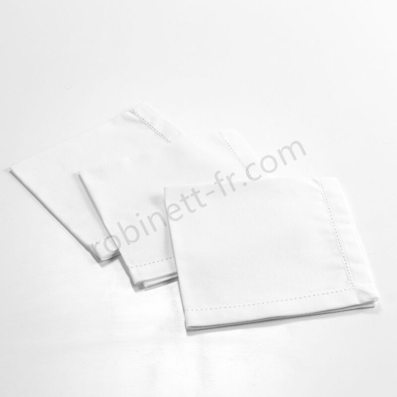 Ventes 3 serviettes de table 40 x 40 cm coton uni charline Blanc - -0