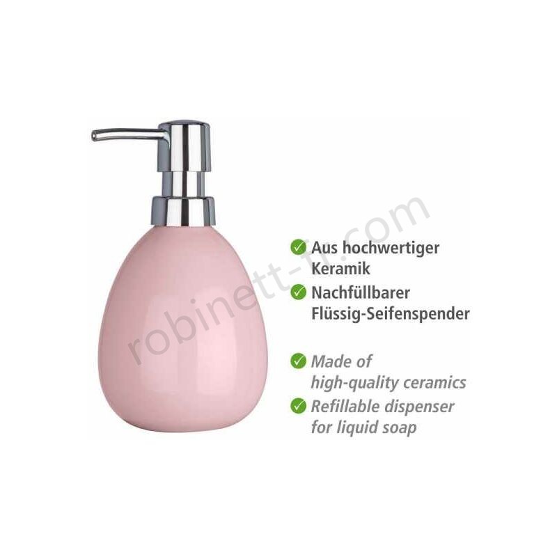 Boutique en ligne Distributeur de savon Polaris pastel rose WENKO - -2
