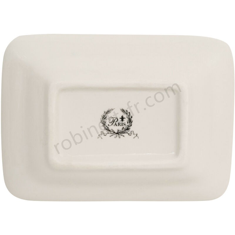 Boutique en ligne Porte-savon vide poche en porcelaine blanche décorée L15xPR11xH2,7 cm - -4