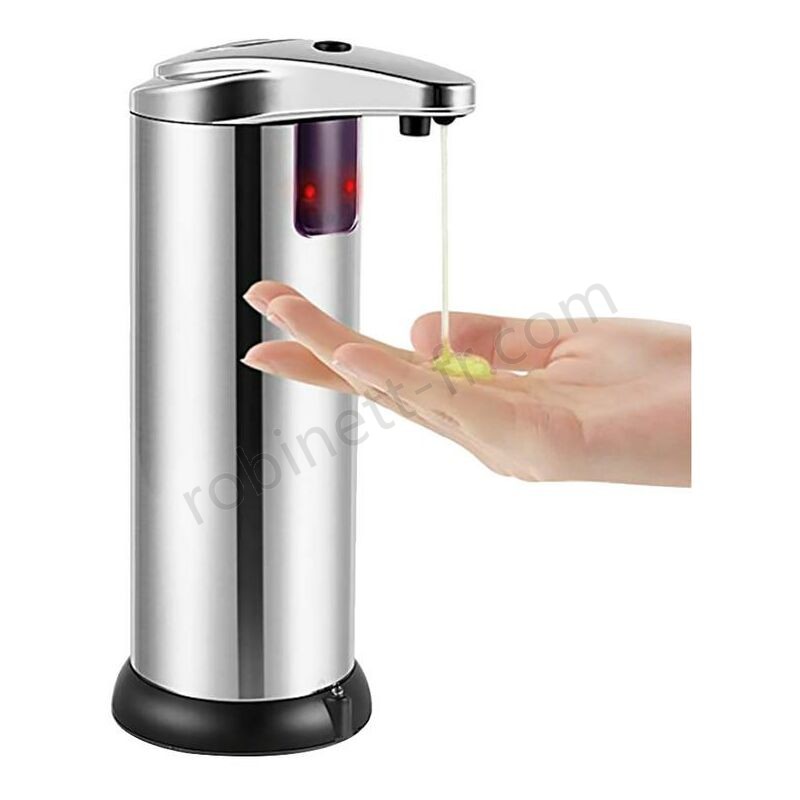 Boutique en ligne Distributeur de savon, distributeur de savon automatique sans contact, détecteur de mouvement infrarouge Plat en acier inoxydable Distributeur de savon à main automatique mains libres liquide, base étanche améliorée - -0