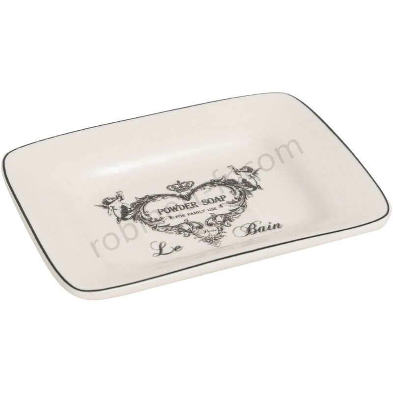 Boutique en ligne Porte-savon vide poche en porcelaine blanche décorée L15xPR11xH2,7 cm - -0