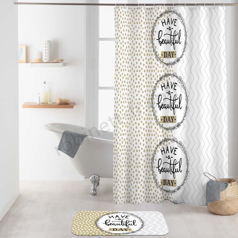 Ventes rideau de douche avec crochets 180 x 200 cm polyester imprime beautiful - -0