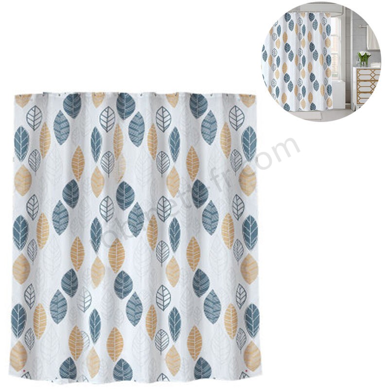 Ventes Rideau de douche en polyester épais imperméable rideaux de douche imperméables en tissu de polyester pour salle de bain lavable en Machine 180 * 200 - -1
