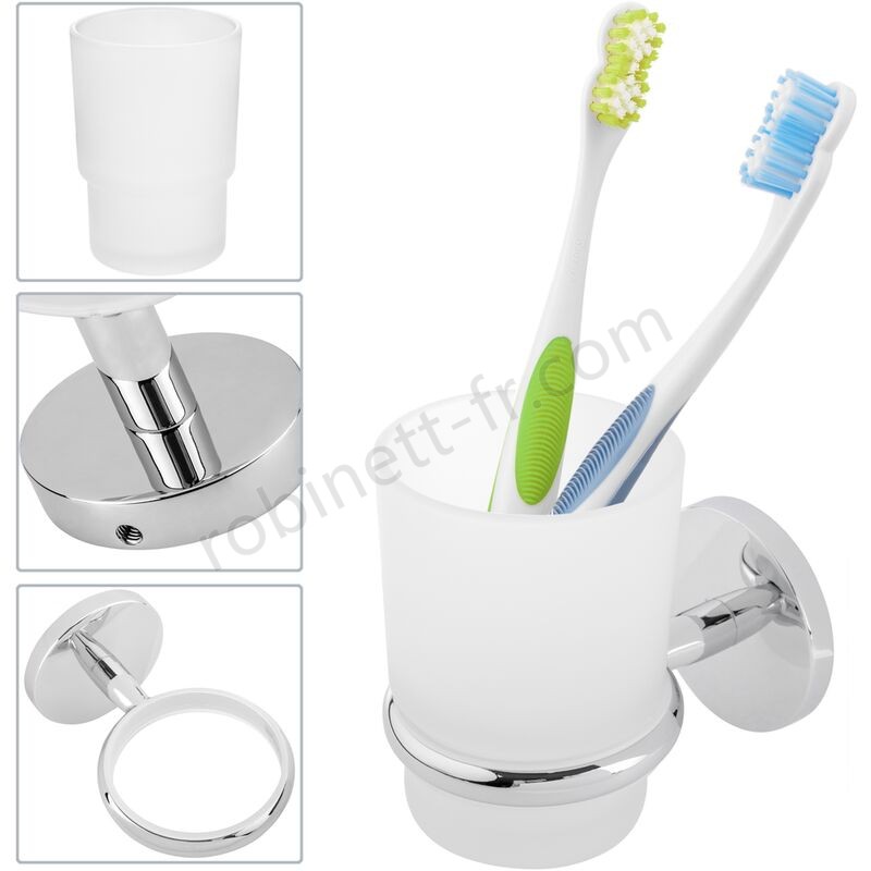 Boutique en ligne PrimeMatik - Tasse porte-brosse à dents de 60 mm de diamètre avec porte-gobelet mural modèle Renne - -1