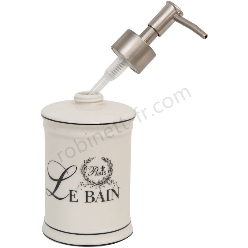 Boutique en ligne Distributeur de savon liquide en porcelaine blanche décorée le Bain Paris L8,5xPR8,5xH18 cm - -3