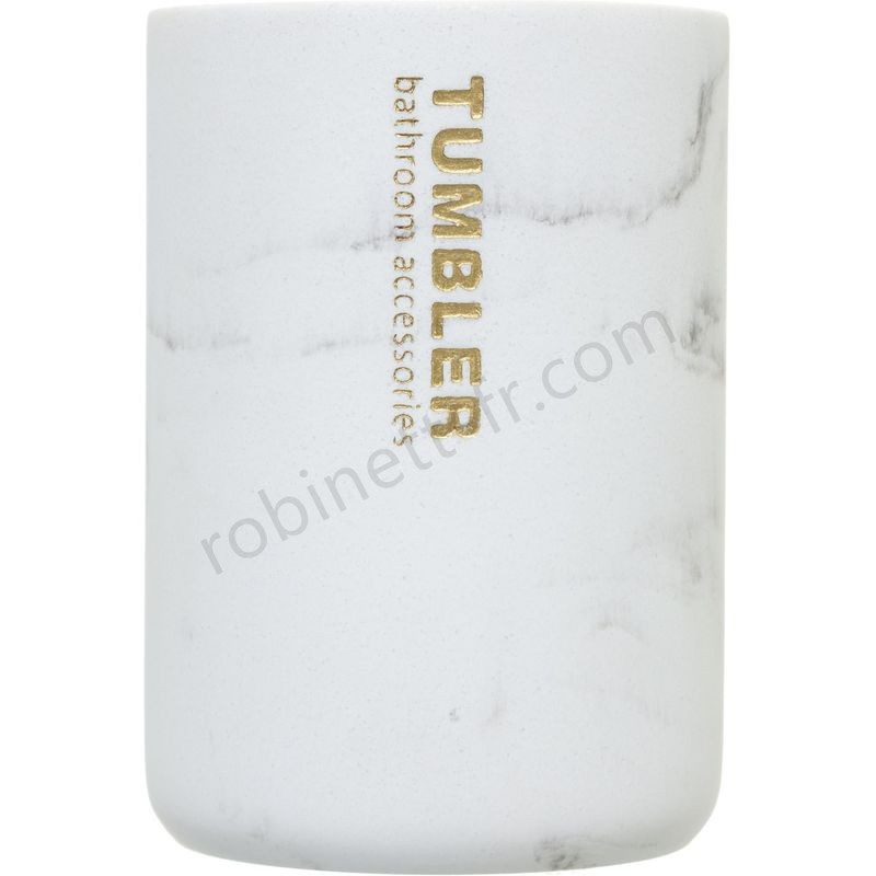 Boutique en ligne Gobelet de salle de bain design marbre Lea - Blanc - Blanc - -1