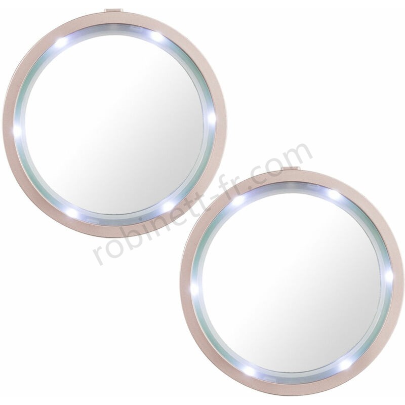 Ventes Set de 2 miroirs de maquillage avec bord LED pour la salle de bain - -0
