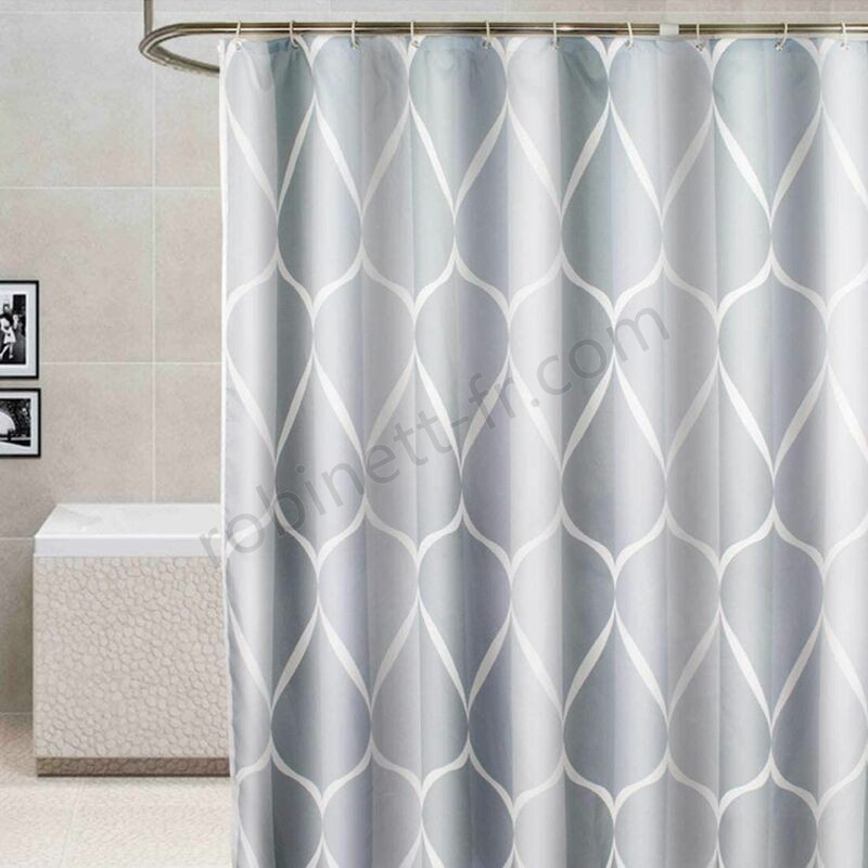 Ventes Rideau de douche de qualité supérieure en tissu anti-moisissure imperméable avec 12 anneaux de rideau de douche pour salle de bain gris 180x200cm - -0