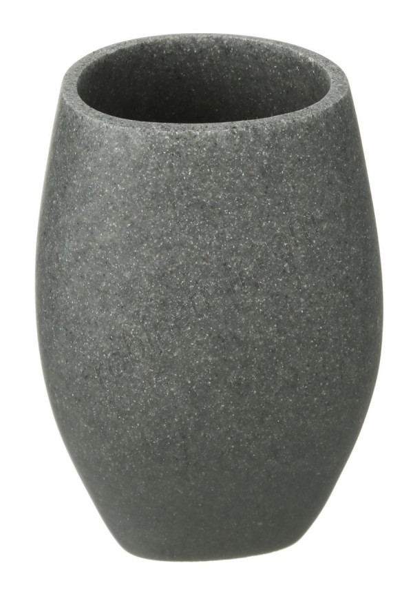 Boutique en ligne Pot à coton Stone - 7 x 7 x 10 cm - Céramique - Gris - -1