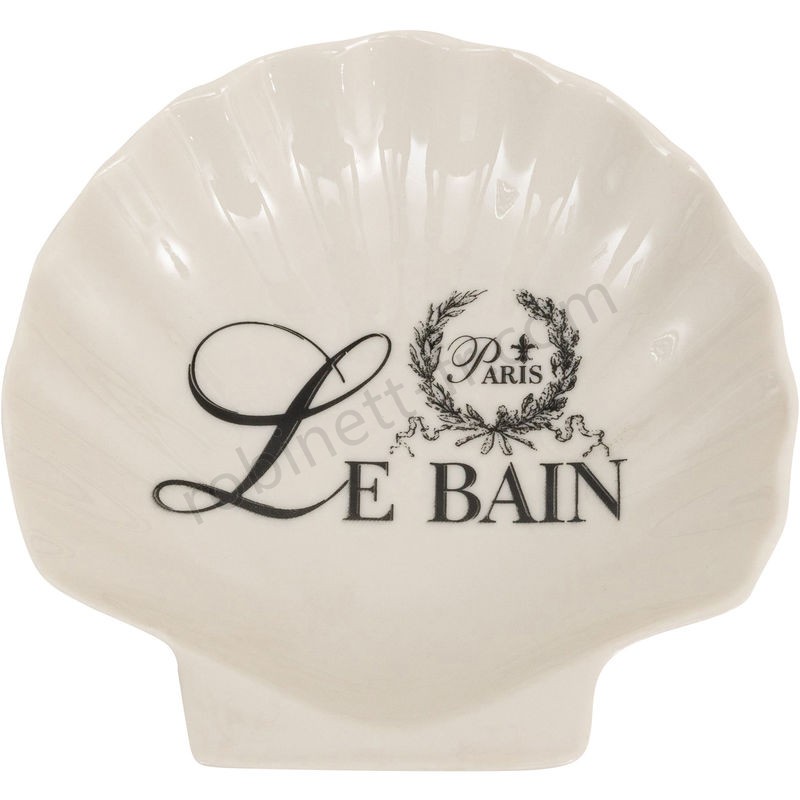 Ventes Porte-savon de poche vide en céramique blanche le Bain Paris décorée L12xPR12xH2,5 cm - -2