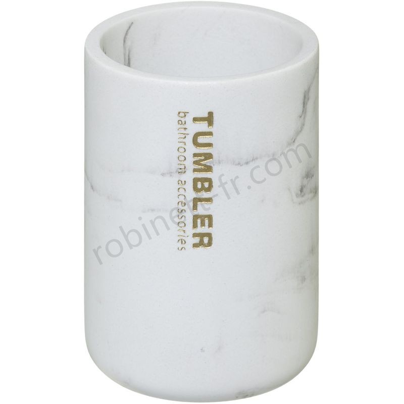 Boutique en ligne Gobelet de salle de bain design marbre Lea - Blanc - Blanc - -0