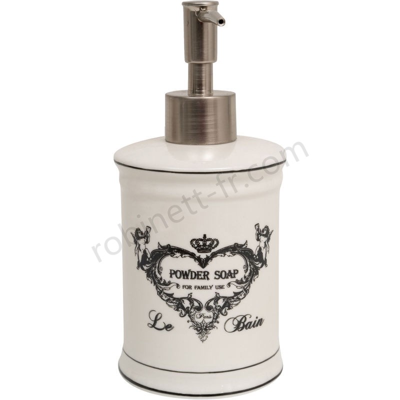 Boutique en ligne Distributeur de savon liqui en porcelaine blanche décorée Savons Superfins L8,5xPR8,5xH18 cm - -0