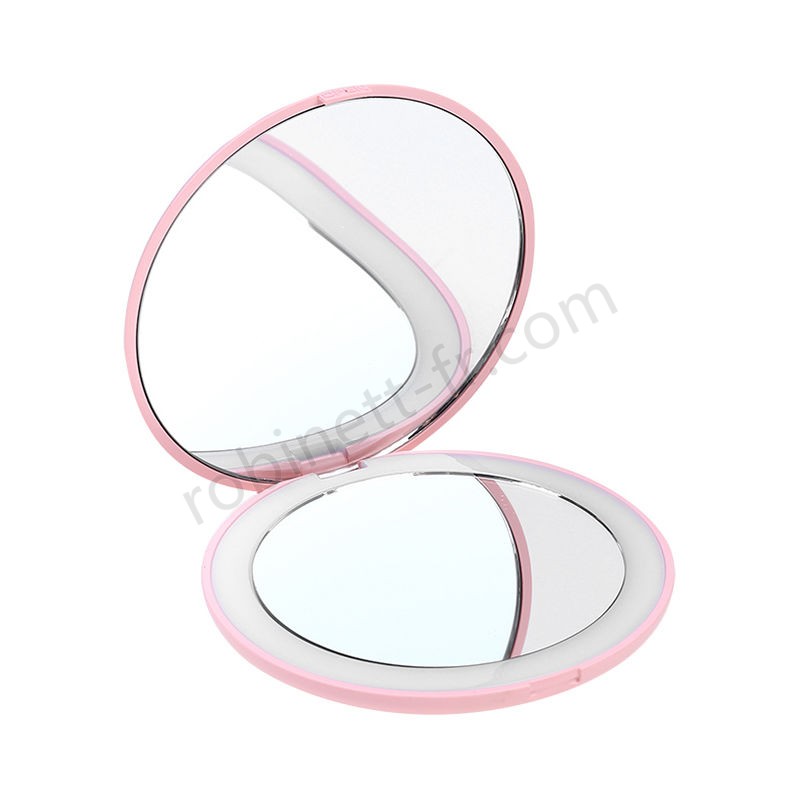 Ventes L-Ed Lighted Mini Miroir De Maquillage 10X Grossissement Compact Maquillage Voyage Portable Outil - -2