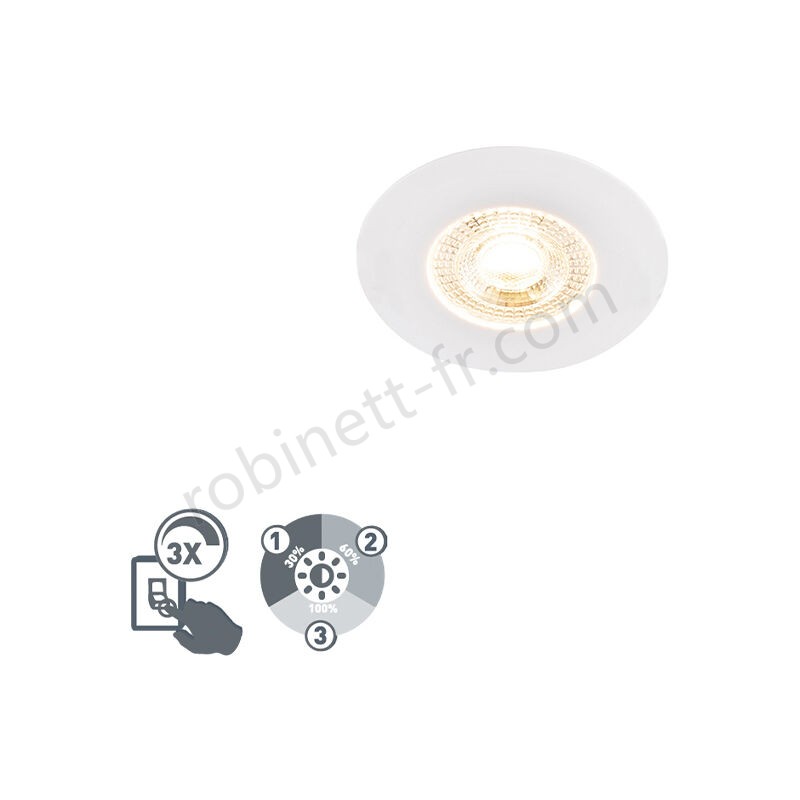 Pas cher Spot Encastrable / Plafonnier blanc avec LED dimmable en 3 étapes - Ulo Qazqa Moderne Luminaire exterieur Luminaire interieur IP44 Rond - -0