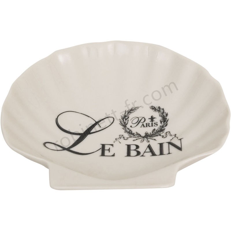 Ventes Porte-savon de poche vide en céramique blanche le Bain Paris décorée L12xPR12xH2,5 cm - -1