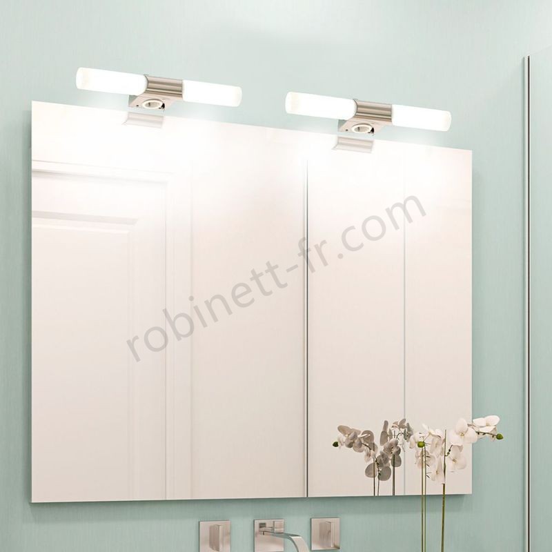 Pas cher Applique murale LED miroir salle de bain métal verre E14 lampe luminaire de salle de bain avec prise éléctrique - -3