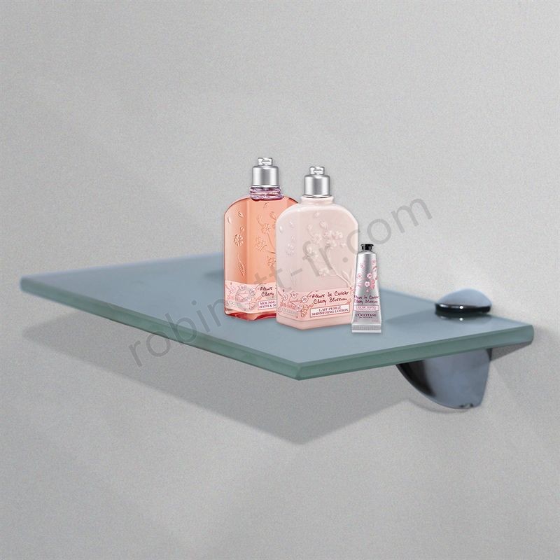 Boutique en ligne Melko Etagère en verre Melko, étagère en verre idéale pour le bain, la douche et la décoration moderne avec support en acier inoxydable 30 x 10 x 0,8 cm, verre à lait - -1