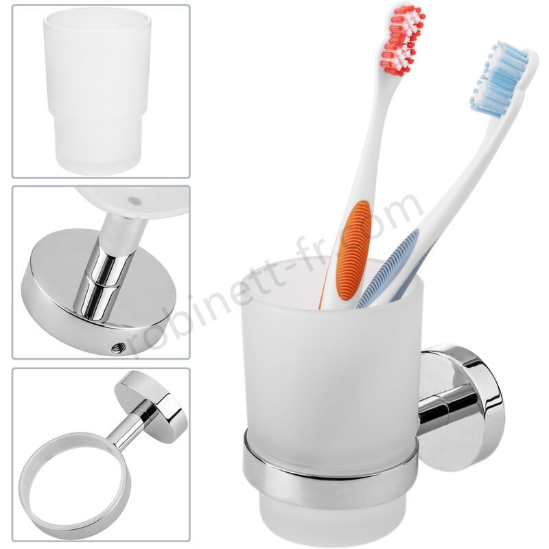 Boutique en ligne PrimeMatik - Tasse porte-brosse à dents de 60 mm de diamètre avec porte-gobelet mural modèle paddy - -1