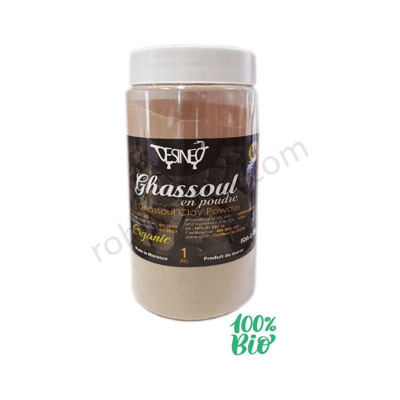 Boutique en ligne Ghassoul traditionnel Beldi naturel Biologique 1kg argile blanc - -0