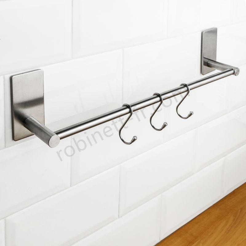 Ventes PrimeMatik - Porte-serviettes de barre en acier inoxydable pour salle de bain - -3