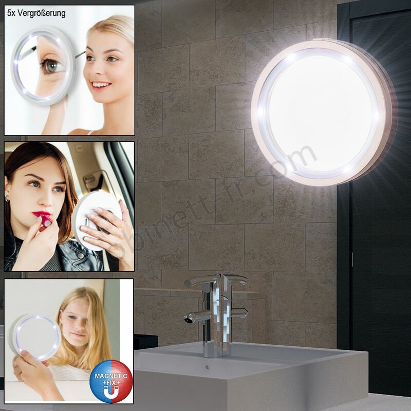Ventes Set de 2 miroirs de maquillage avec bord LED pour la salle de bain - -2