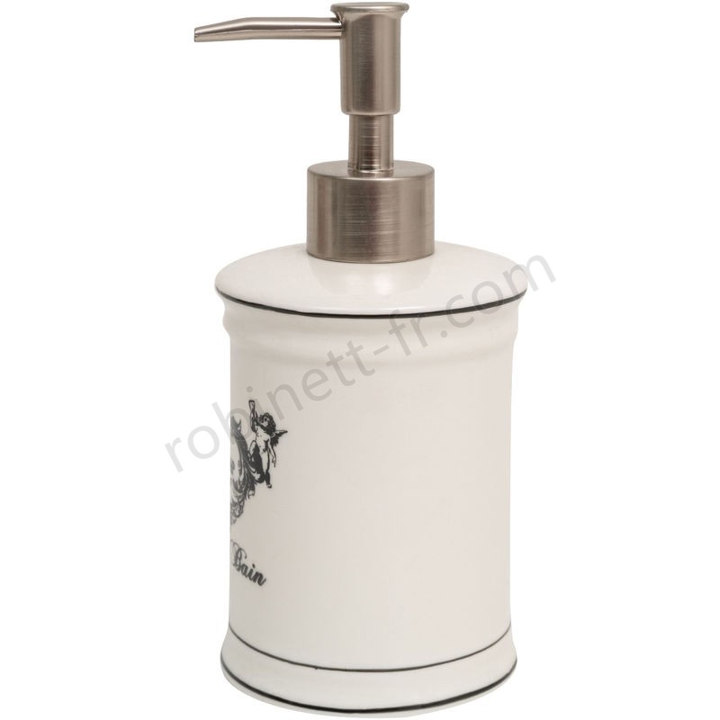 Boutique en ligne Distributeur de savon liqui en porcelaine blanche décorée Savons Superfins L8,5xPR8,5xH18 cm - -1