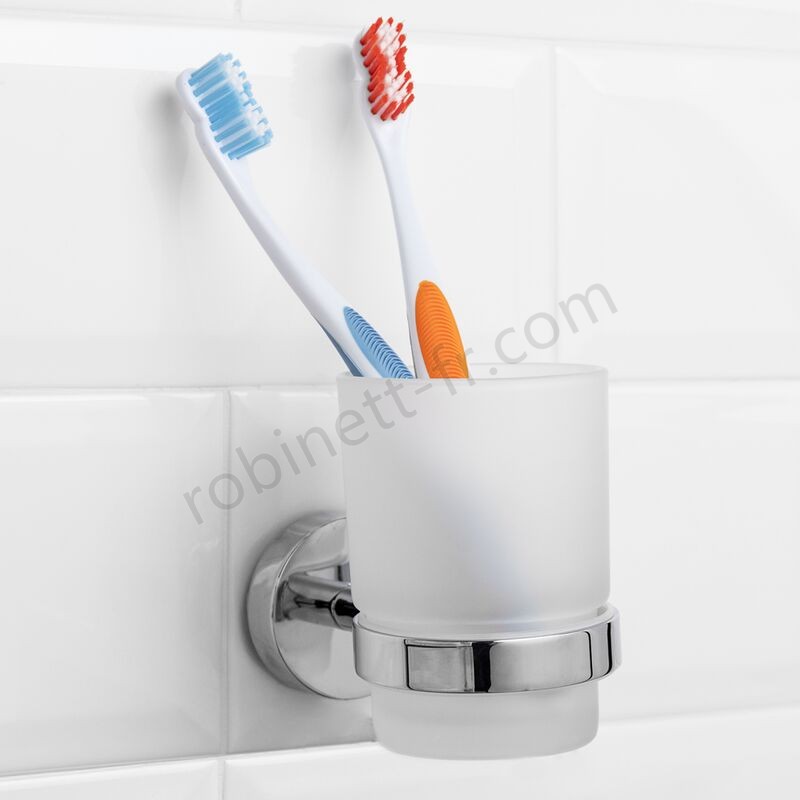 Boutique en ligne PrimeMatik - Tasse porte-brosse à dents de 60 mm de diamètre avec porte-gobelet mural modèle paddy - -3