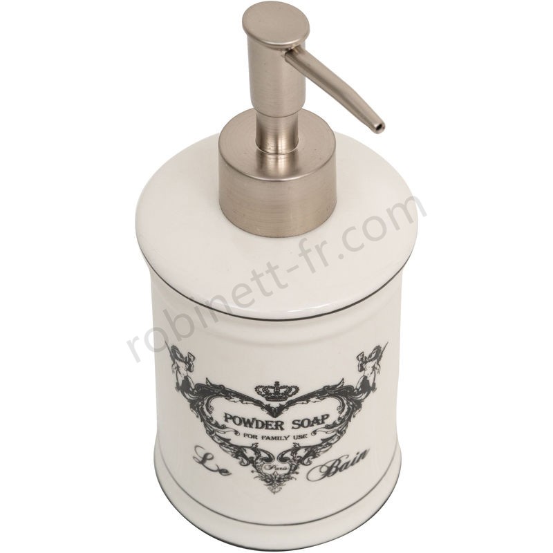 Boutique en ligne Distributeur de savon liqui en porcelaine blanche décorée Savons Superfins L8,5xPR8,5xH18 cm - -4