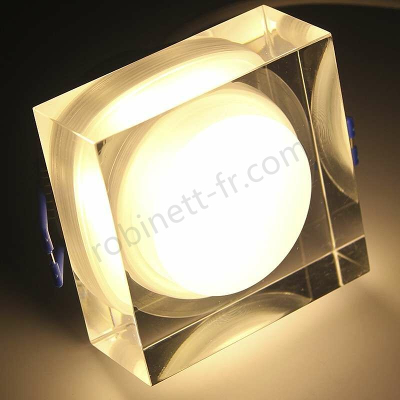 Pas cher Spot LED encastrable 1W cristal Carré - Blanc Chaud 2700K - -1