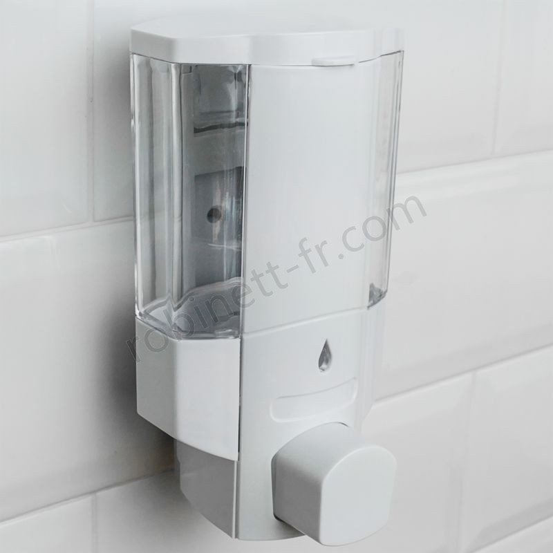 Boutique en ligne PrimeMatik - Distributeur transparent de savon de douche pour mur. 1 x réservoir remplissable - -3