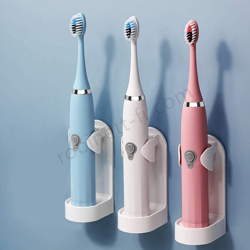Boutique en ligne Lot de 3 porte-brosse à dents électrique porte-dentifrice pour douche de salle de bain, support mural adhésif pour organisateur de brosse à dents suspendu - -2