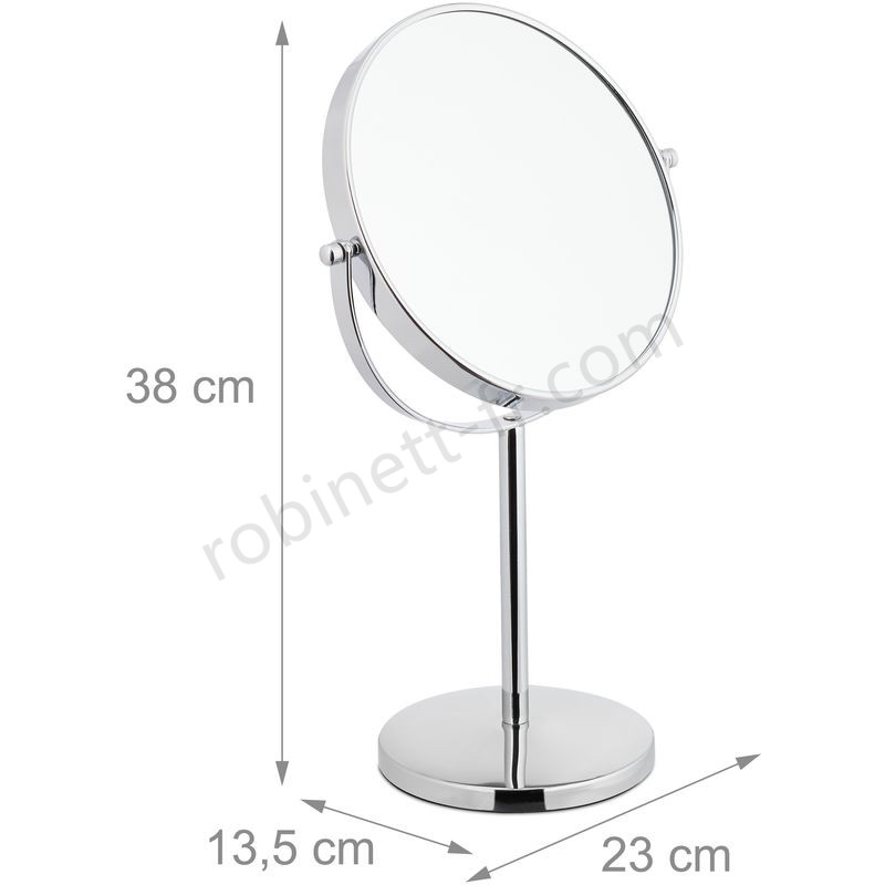 Ventes Miroir à maquillage, sur 2 côtés avec un grossissement x10, autonome, rond, HLP: 38x23x13,5 cm, argenté - -3