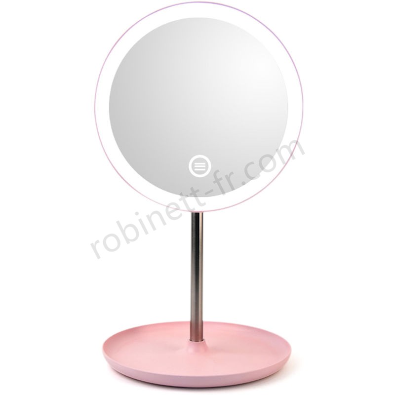 Ventes Miroir De Maquillage Led, Rotation 360 ¡ã, Luminosite Reglable, Rose - -0