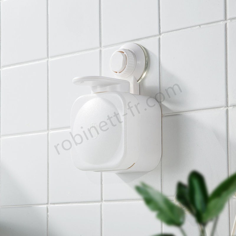 Boutique en ligne Modren simple portable salle de bains manuelle savon Traceless Case mural libre de punch lastiques Distributeur de savon, blanc - -1