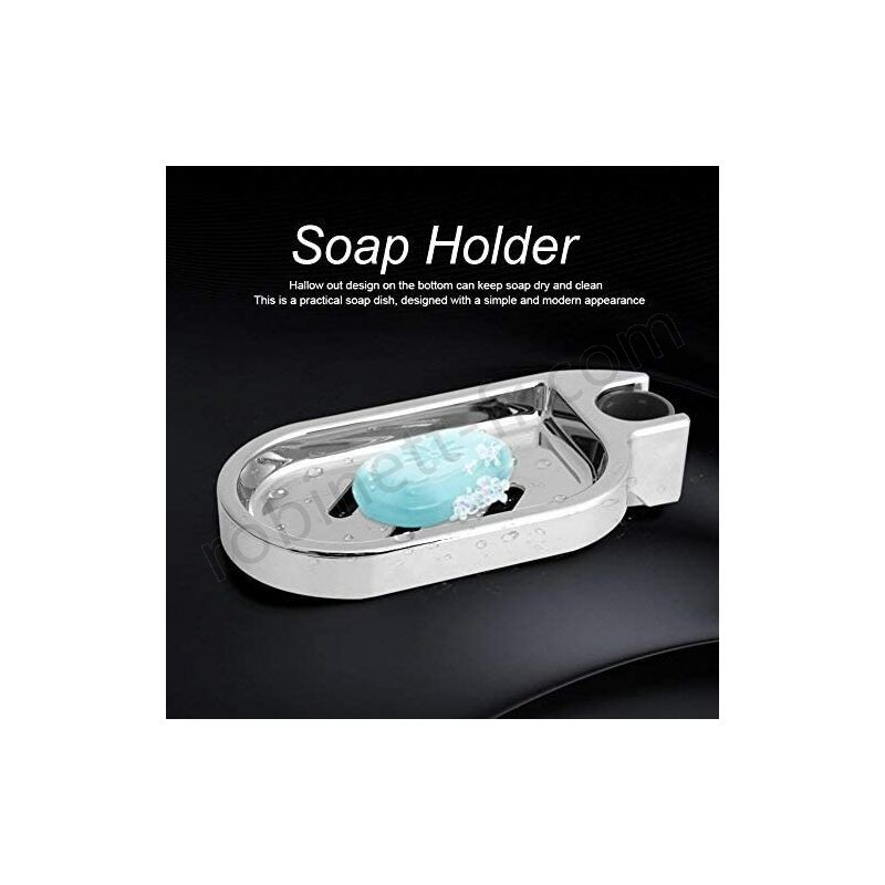 Boutique en ligne Porte-savon, un porte-savon douche réglable pour barre de douche, de l'argent - -4