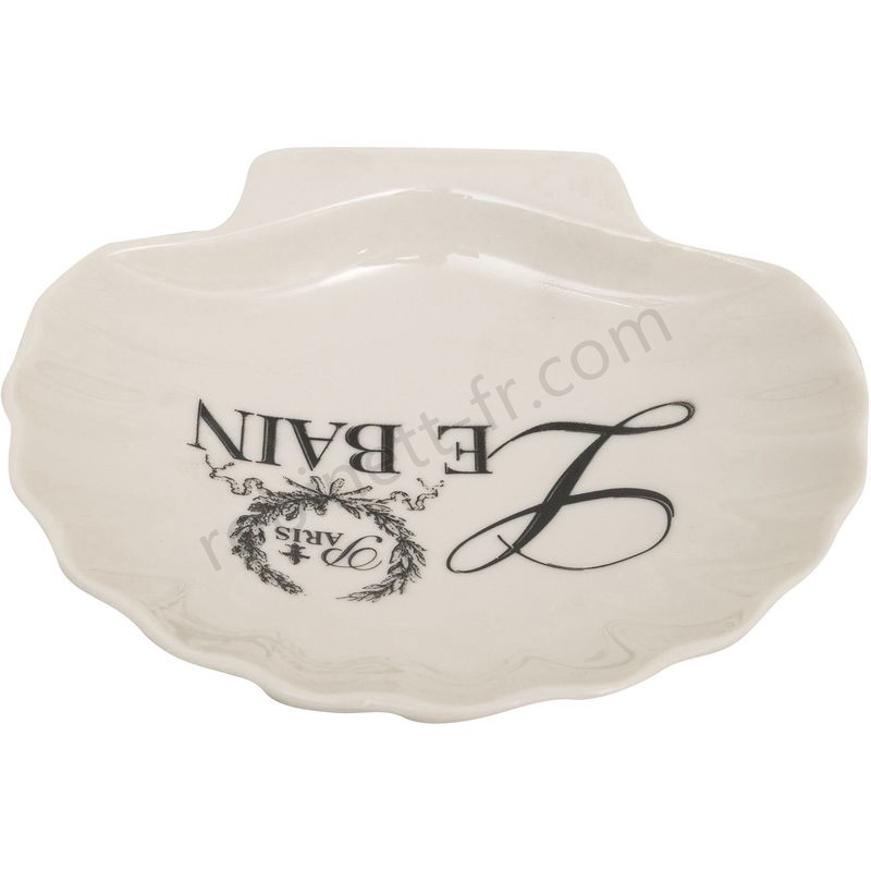 Ventes Porte-savon de poche vide en céramique blanche le Bain Paris décorée L12xPR12xH2,5 cm - -4