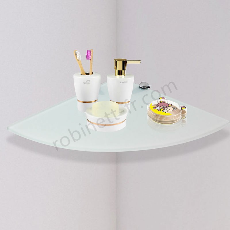 Boutique en ligne 35x35CM étagère d'angle en verre dépoli + support d'étagère en verre étagère en verre Console étagère en verre - -2