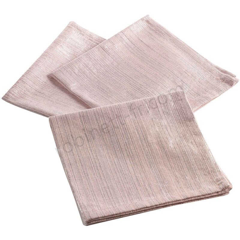 Ventes 3 serviettes de table 40 x 40 cm coton uni+lurex elegancia Rose - -0