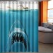 Ventes Etanche Rideau Douche en Polyester Impression Requin Pour Déco Salle de Bain Avec Crochet