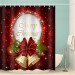 Ventes Rideau de douche en polyester imperméable de 71 \ x 71 \ Noël rouge B0w Bells + 12 crochets rideau de douche seulement