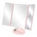 Ventes Miroir de maquillage avec lumières 22 Miroir de courtoisie à LED avec grossissement 2X / 3X, écran tactile, miroir de maquillage lumineux portable Rotation de 180 degrés ---- rose