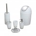 Boutique en ligne 6 pièces accessoires de salle de bain accessoires de toilette ensemble distributeur de savon brosse de toilette porte-brosse de toilette porte-gobelet porte-brosse à dents mini poubelle blanc