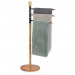 Ventes Porte-serviettes sur pied, Support serviettes de bain, 3 barres, bambou, métal, HxlxP: 94 x 48x 48 cm, nature