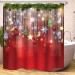 Ventes Rideau de douche de maison de bain imperméable de décor de Noël de fond rouge + crochets 71 \ rideau de douche seulement