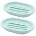 Boutique en ligne Paquet de 2 porte-savon avec drain, porte-savon, économiseur de savon, nettoyage facile, séchage, savon anti-pelucheux (vert)