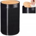 Pas cher poubelle salle de bain 5l, couvercle oscillant en bambou, moderne, plastique, 5,5 L, H x D 26,5 x 18 cm, noir