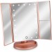Ventes Miroir cosmétique LED Miroir sur pied pliable - miroir de maquillage éclairé Miroir de maquillage 2 fois 3 fois miroir grossissant - en or rose