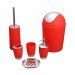 Boutique en ligne 6 pièces accessoires de salle de bain accessoires de toilette ensemble distributeur de savon brosse de toilette porte-brosse de toilette porte-gobelet porte-brosse à dents mini poubelle rouge